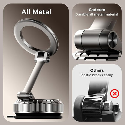 Metal Magnetic Car Phone Holder for Magsafe Phone, Dark Gray | 360° Adjustable Car Phone Mount, Suction Cup Phone Holders for Your Car for iPhone 17-12 Pro Max Air Plus & Android - Image 3