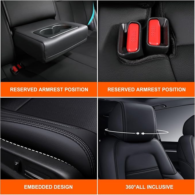 Custom Fit Seat Cover for Nissan Rogue Regular 2014-2020 | (Not for Hybrid &Sport) 2014 2015 2016 2017 2018 2019 2020 Full Set Faux Leather Rogue Seat Cover Protector Black - Image 5