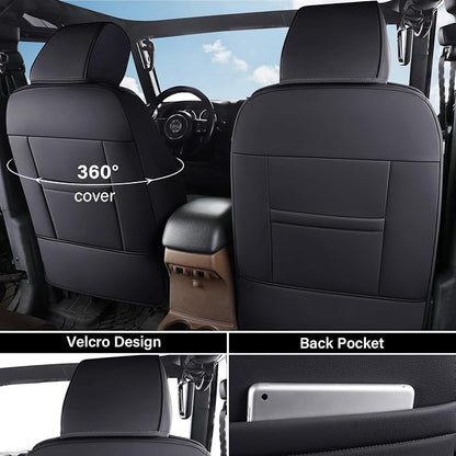 Coverado Seat Covers 4-Door Fullset for Jeep Wrangler, Waterproof Car Seat Covers for Truck Automotive Seat Covers Custom Fit for 2007-2017 Jeep Wrangler JK（Black） - Image 3
