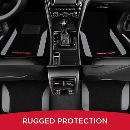 Rubbermaid Car Mats, Carpeted Floor Car Mat with Faux Leather & Built-in Heel Pad, Two-Tone Car Rug Floor Mats, Stylish Carpeted Floor Mats for Cars, Trucks & SUVs Gray Color - Image 7