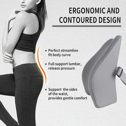 Memory Foam Lumbar Support Pillow for Car - Back Support for Car Seat (Gray) - Image 3