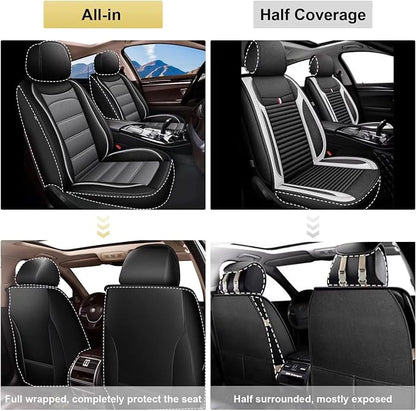 IKABEVEM Car Seat Covers Fit for Honda Accord 2007-2017: Luxury Leather Automotive Front Seat Covers, Car Seat Protector(2PCS Front, Black&Grey) - Image 5