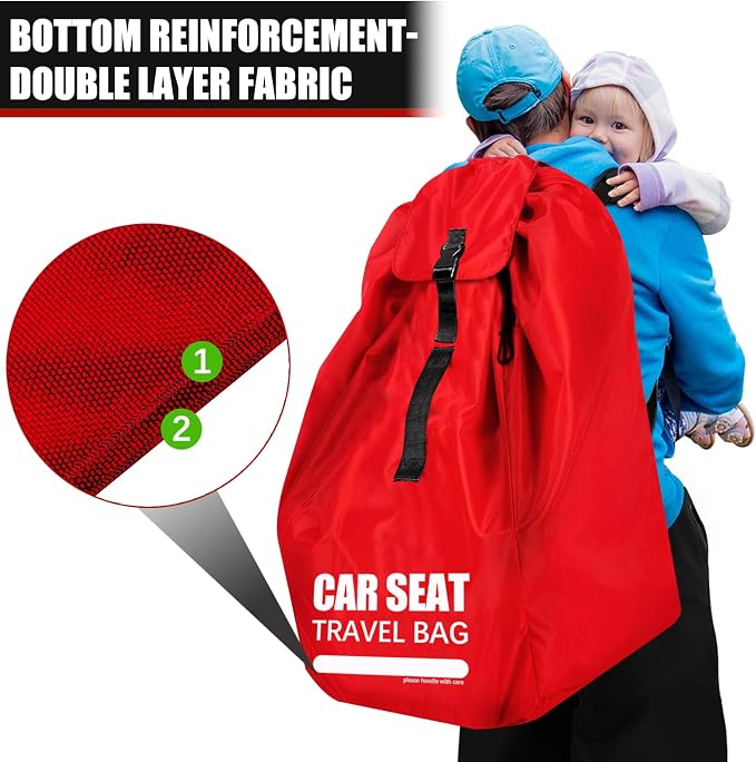 Car Seat Travel Bag for Airplane, Padded Strap Car Seat Bags for Air Travel | Large Car Seat Bags for Air Travel, Carseat Storage Bag Backpack for Airport, Carseat Cover Travel, Baby Travel Essential - Image 4