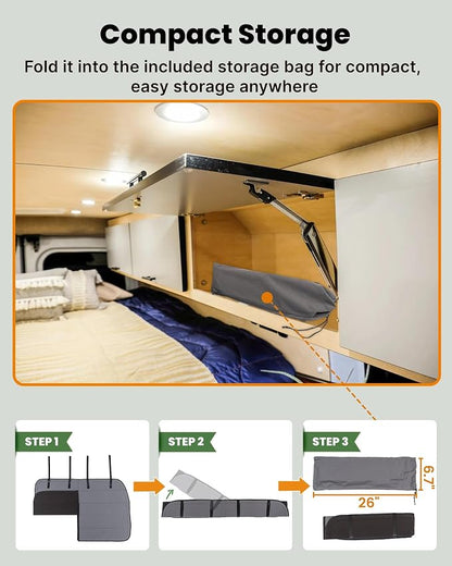 MELIPRON Passenger Rear Window Cover Fit for Mercedes Sprinter NCV3 & VS30 | 170"/170" ext 2007-2026, 2 Folding Ventilation Panels, Magnetic Insulated Blackout Privacy Shade for Van Life, Gray - Image 8