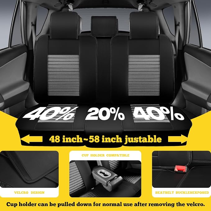Car Seat Covers Full Set, Faux Nappa Leather, for Sedans and SUVs | Full Set, Waterproof, Airbag Compatible - Image 5