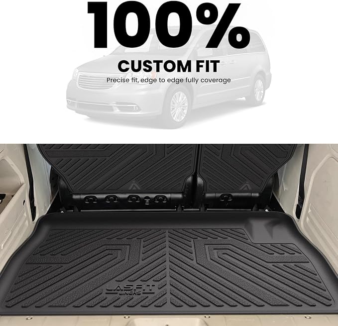 LASFIT Cargo Mat for Dodge Grand Caravan 2008-2020/Chrysler Town & Country | for Chrysler Town & Country 2008-2016 Trunk & Backrest Mat, All Weather TPE, Custom Fit, Full Edge Coverage, Easy to Clean - Image 3