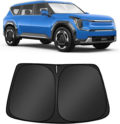 Custom Fit Windshield Sun Shade for KIA EV9 2024-2025 | Foldable, Easy to Install & Store, Full Coverage, 210T Reflective Fabric, Blocks 99% of UV Rays by Mekdghro