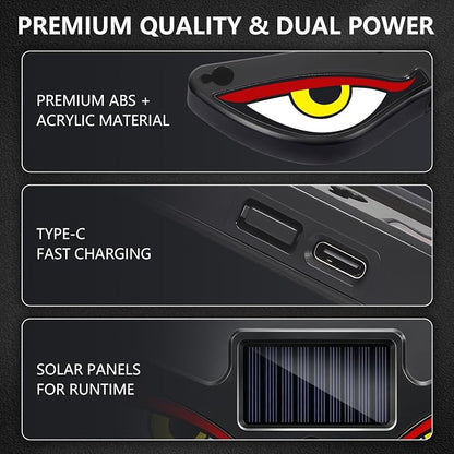 Solar Devil Eyes Car LED Light, Wireless No Drill Demon Eye Warning Lights for Car Windshield & Rear Window, Type-C Rechargeable Animated LED Eyes for Cars, SUVs, Trucks, Vans (1 Pack) - Image 4