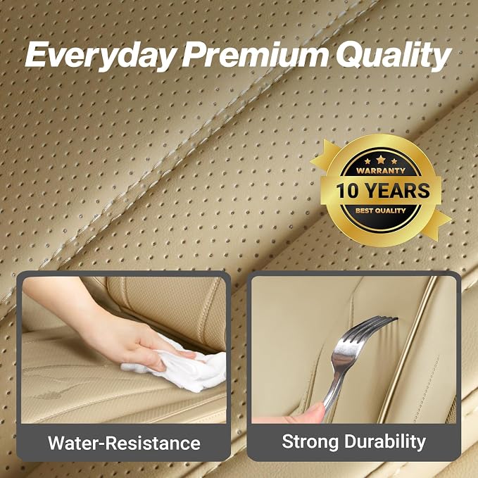 Coverland Premium Custom Fit Truck Car Seat Covers Full Set Seat Waterproof | Airbag Compatible Non-Slip Seat Cover for 2017-2025 F150 Raptor, 2010-2014 F150 SVT Raptor [Beige - Size Chart X80] - Image 7