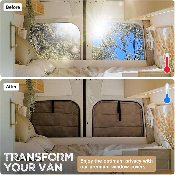 Living in a Bubble Insulated Blackout Rear Window Covers (Pair) for Mercedes Sprinter Van Year 2019-2026, VS30 (Full Metal Door - Bare Metal Frame) - Image 4