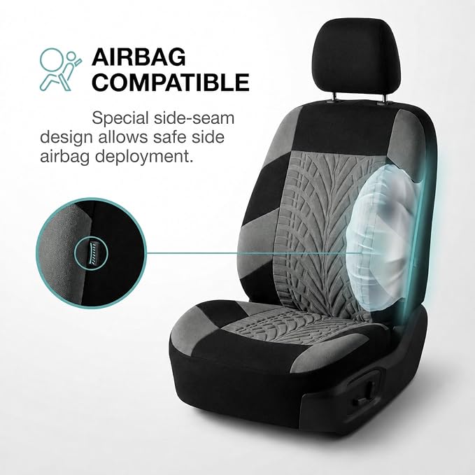 FH Group Front Set Premium Cloth Car Seat Covers for Low Back Car Seat with Removable Headrest, Universal Fit, Airbag Compatible Seat Cover for SUV, Sedan, Beige - Image 4