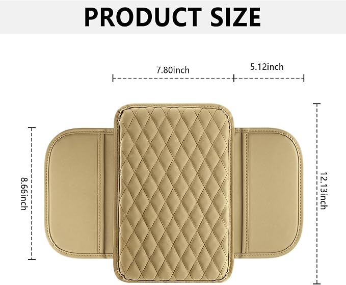 Stacool Upgraded Car Center Console Cover,Microfiber Leather Car Armrest Cover Cushion with 2 Storage Bags,Universal Car Armrest Storage Box (Beige) - Image 2