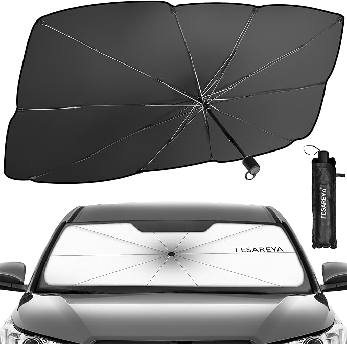 Windshield Sun Shade Foldable Umbrella, Sun Shade for Car Windshield, Car Window Shades [Silver Heat Shield - UV Reflective] Universal Fit Medium (56"x31") - Image 2