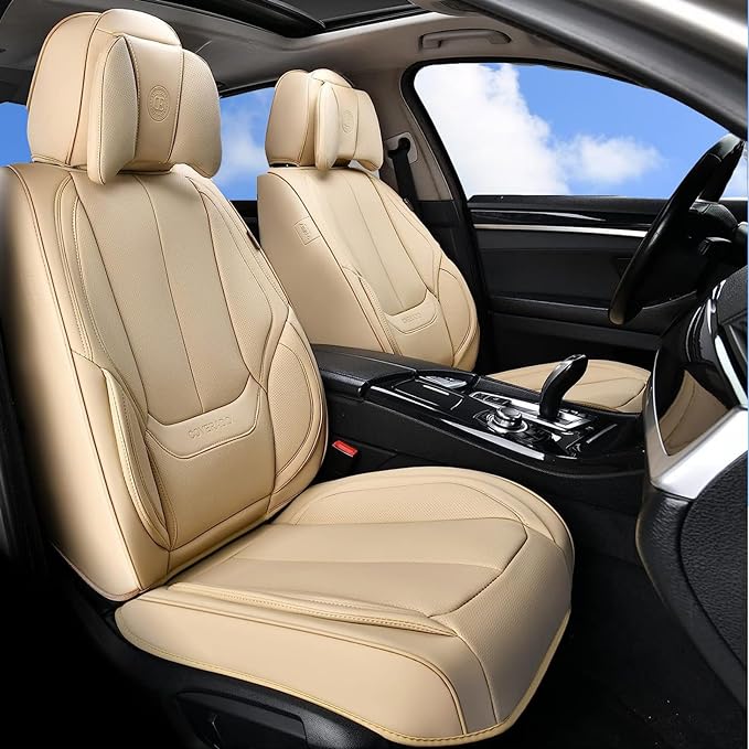 Coverado Car Seat Covers, Seat Covers for Cars, Waterproof Leather Auto Seat Protectors, Leather Car Seat Cushion, Car Interiors Accessories Universal Fit for Most Cars by COVERADOAUTO