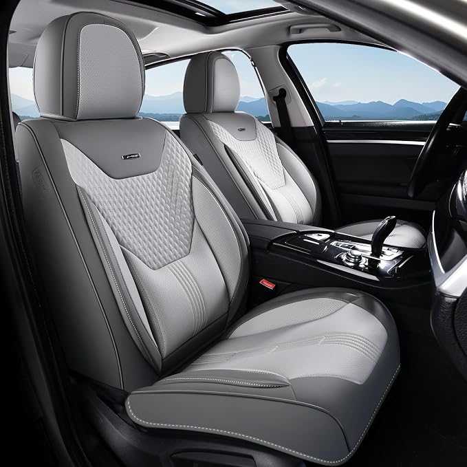 Coverado Car Seat Covers with Lumbar Support, Front Covers for Cars, Universal Automotive Seat Cover, Waterproof, Leather Car Seat Cushion, Interior Seat Protectors for Most Cars by COVERADOAUTO