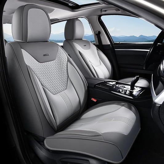 Coverado Car Seat Covers with Lumbar Support, Front Covers for Cars, Universal Automotive Seat Cover, Waterproof, Leather Car Seat Cushion, Interior Seat Protectors for Most Cars by COVERADOAUTO