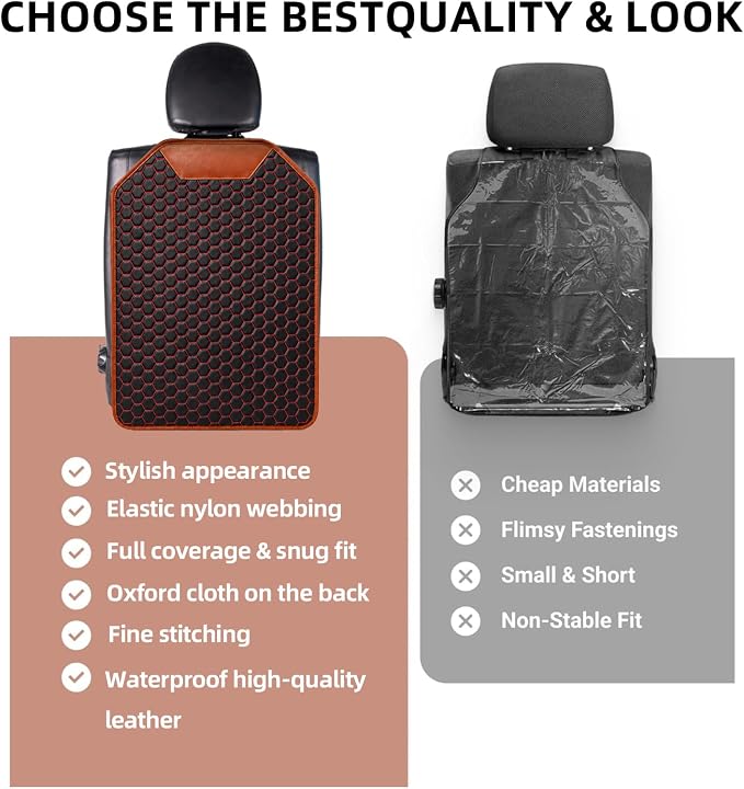 Kick Mat Back Seat Protector - Car Back Seat Cover for Kids Feet - Waterproof & Sturdy Protector for Upholstery from Dirt, Mud, Scratches and Stain (Red 2 pcs) - Image 9