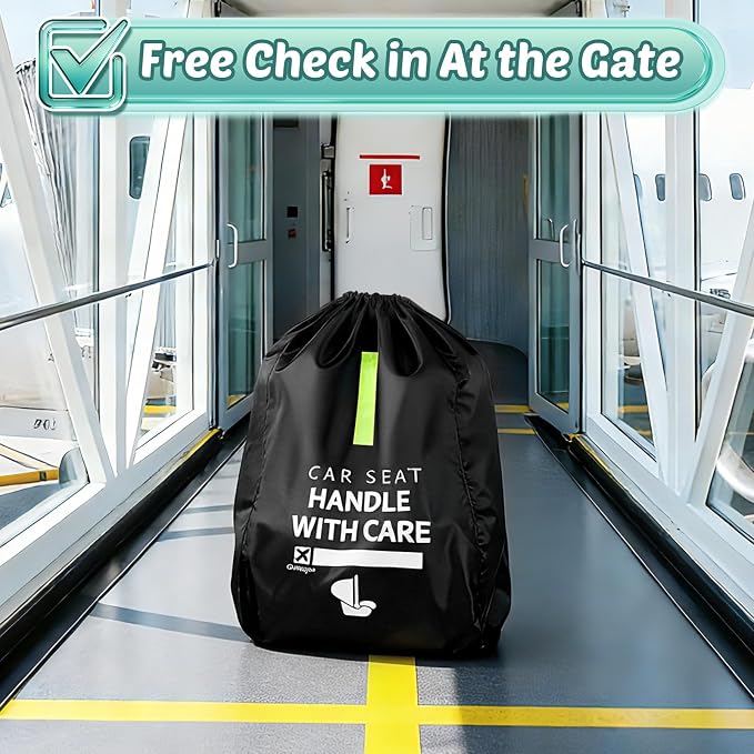 Car Seat Travel Bag for Airplane: Carseat Bags for Air Travel Carseat Cover | Car Seat Bag for Infant Carriers Booster Seats, Fit Doona Graco Evenflo, Airplane Travel Essentials Flying, Baby Travel Gear - Image 7