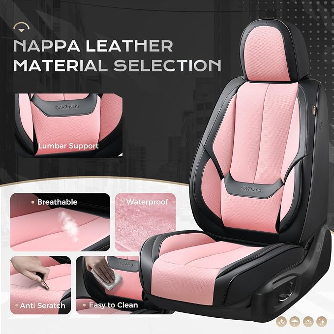 Coverado Car Seat Covers, Seat Covers for Cars, Waterproof Leather Auto Seat Protectors, Leather Car Seat Cushion, Car Interiors Accessories Universal Fit for Most Cars - Image 5