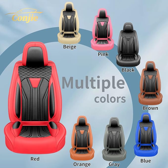 Fit Sentra Car Seat Covers Premium Leather for Nissan Sentra 2008-2025 2026. Waterproof， Breathable, Scratch-Resistant & All-Weather Seat Cushion Protector（Full Set,Red&Black - Image 8