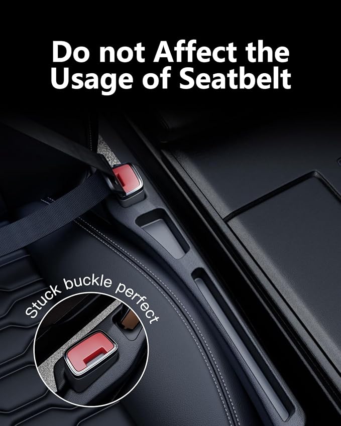 Car Seat Gap Filler 2 Pack, Soft Foam Multifunctional Seat Side Gap Filler with Organizer, 2 in 1 Seat Crevice Blocker Stop Things from Dropping, Universal Vehicle Interior Accessories Black - Image 4