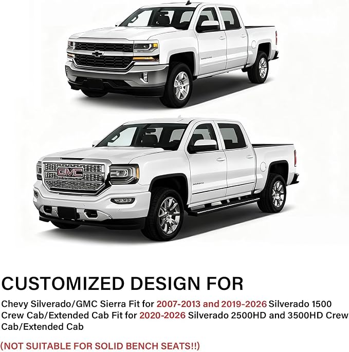 Coverado Chevy Silverado Seat Covers, Faux Leather Seat Covers Fit for Chevy Silverado GMC Sierra 2007-2026 1500, 2015-2026 2500HD 3500HD Crew Double Extended Cab (Front,Blueline) - Image 8