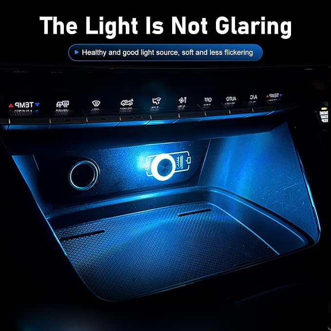 1 PC Mini USB LED Car Atmosphere Lamp, Round Crystal Plug-and-Play Car Ambient Light, Portable Personalized Auto Interior Decor Night Light, Universal for Most Cars, SUVs (Blue) - Image 5