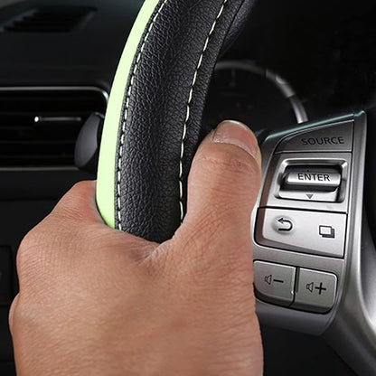 Leather Car Steering Wheel Cover, Universal Fit for Most Cars, Green | Microfiber Leather,Non-Slip Breathable Auto Steering Wheel Protector - Image 5