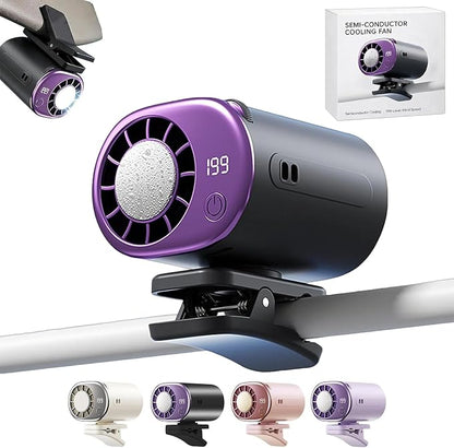 Car Clip on Air Conditioner Fan with Led Display 360° Rotation | 199-Speed Car Clip on Air Conditioner Fan, 16°C Semi-Conductor Cooling, for Vehicle, Office, Outdoor Use by HuitengXR
