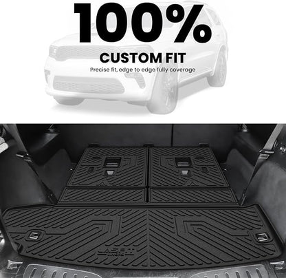 LASFIT Cargo Mat for Dodge Durango 6/7-Seat Models 2011-2026 | Not Fit 5-Seat Models, All Weather TPE Custom Fit Cargo Trunk Mat & Backrest Seat Protector, Black - Image 2