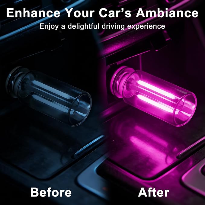 2 Packs USB Light for Car, Touch Dimmable Car Interior Ambient Lights - Portable Mini USB LED Light Bulb, Retro Glass Bottle Night Light for Vehicle, Bedroom, Hallway, Camping(Pink) - Image 2