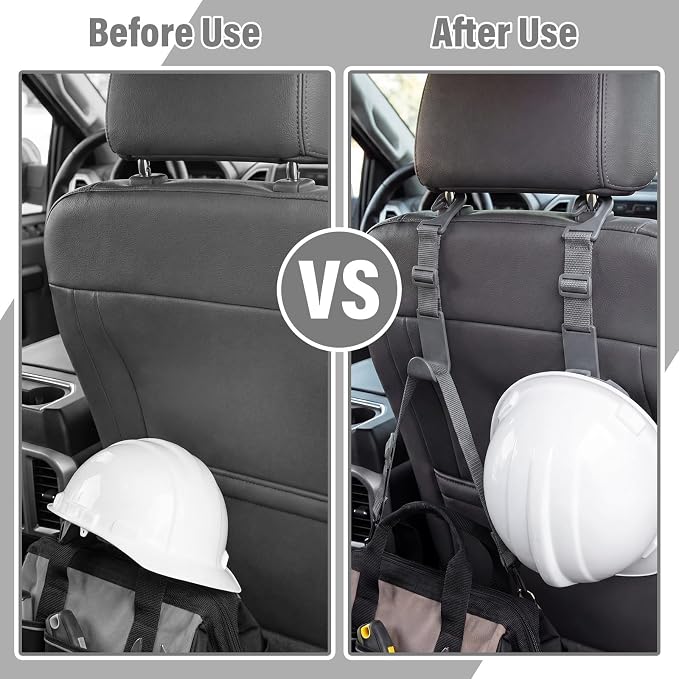 Unittype 4 Pcs Hard Hat Hook for Truck Adjustable Hard Hat Holder Hardhat Holder Truck Seat Back Organizer 55 lb Load Heavy Duty Hardhat Buddy Hanger Storage Car Vehicle Headrest Bag Gear (Grey) - Image 4