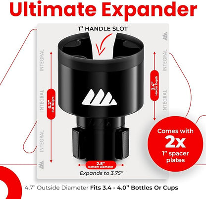 Integral Ultimate Car Cup Holder Expander with Adjustable Base & Organizer | Fits Yeti 14/24/36/46oz, Hydro Flask 32/40oz, Ramblers, mugs & 3.4-4.0in bottles, rubber-tab adjustable base - Image 8