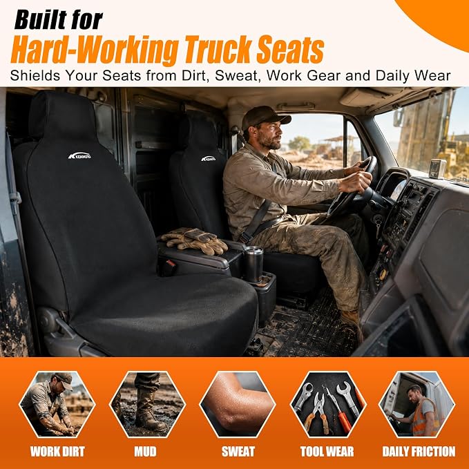 Seat Covers for Trucks, Waterproof Towel Seat Protectors, 1 Pack | 67x30 in Large Size, Sweat-Absorbent Microfiber, Anti-Slip, Quick Drape-On, Front Seat Coverage for Work, Gym, Beach, Pet - Image 8