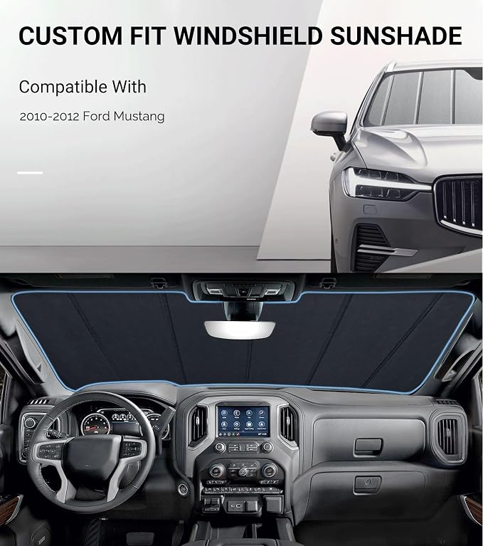 Pigenius Windshield Sunshade for Ford Mustang 2010-2012 Front Window Shade - Safeguard - Image 2