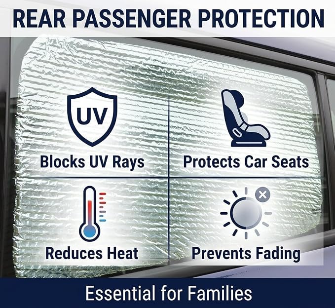 Custom Fit Car Side Window Sunshade for 2013-2019 Cadillac XTS - Set of 4 Front and Rear Window Sun Shades, Reflective UV Heat Shield, Real Aluminum Foil, Custom Cut - Image 6