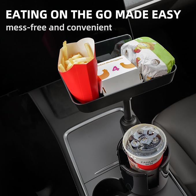 TYKOR Car Cup Holder Tray, 9.5" Car Food Tray Table for Eating | Cup Holder Expander Adapter for Car, Fits Yeti, Hydro Flask, Other Bottles and Mugs in 16-46 oz, Car Road Trip Essentials - Image 3
