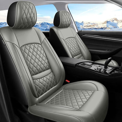 Fit Canyon Car Seat Covers for GMC Canyon 2015-2025 2026 - Luxury Leather, Anti-Slip, All-Weather Seat Cushions, Waterproof & Breathable, Airbag Compatible, Full 5-Seat Set (Gray) by Unknown