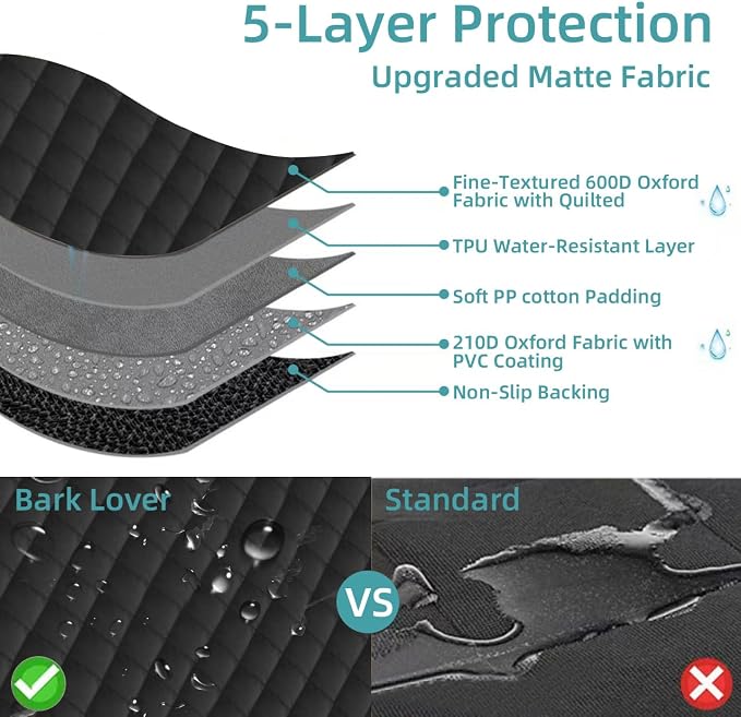 Bark Lover Dog Car Seat Cover for Back Seat,Armrest Compatible, Waterproof Backseat Protector, Nonslip Rear Seat Cover for Dogs & Kids, Universal Size Fits Cars Trucks SUVs(Black) - Image 6