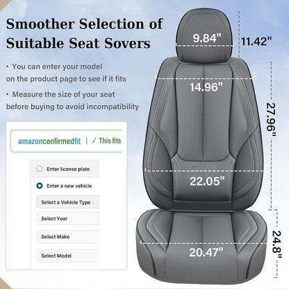 Coverado Car Seat Covers Full Set, Seat Covers for Cars, Gray Car Seat Protector Waterproof, Nappa Leather Car Seat Cushion, Car Seat Covers Front Seats and Back Fit for Most Cars - Image 6