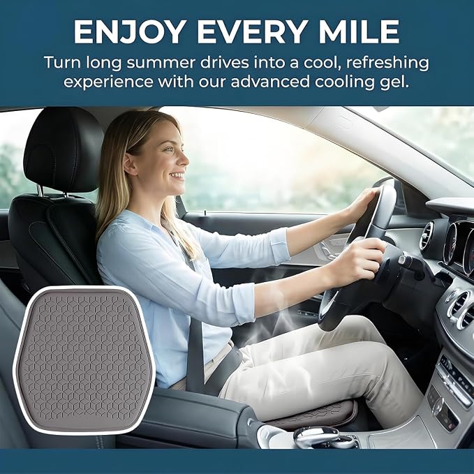 Gel Car Seat Cushion, Breathable Non-Slip Automotive Chair Mat Cover Protector for Driving, Comfortable Vehicle Interior Front Seat Chair Cushion Accessories, Universal Fit (Coffee) - Image 5