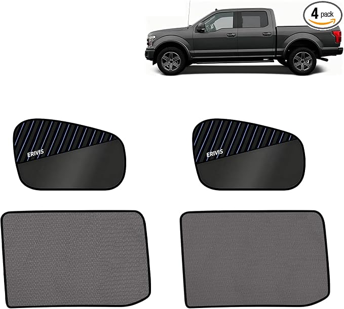 2PCS Rear Side Window Shades for 2015-2020 Ford F150 Accessories | Breathable Mesh Sun Blocker, UV & Heat Protection Privacy Window Covers for Baby, Travel and Camping by ERIVIS