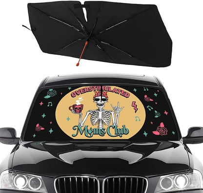 Socira Moms Funny Club Skull Car Windshield Sunshade Mother Umbrella Visor | Foldable Umbrella Cool Sun Shade Cover Sunshade Front Window Cover Car Accessories Mother's Birthday Gifts (57" X 30") by Socira