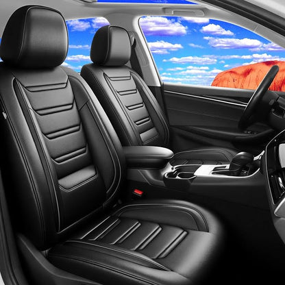 Fit CX-3 Seat Covers Custom Fit for Mazda CX-3 2016-2021, Front Pair | Premium Leather Full Coverage Protectors, Waterproof, Breathable, Scratch Resistant, Easy Wipe, Airbag Compatible, Black by FiveFox