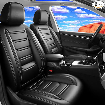 Fit CX-30 Seat Covers Custom Fit for Mazda CX-30 2020-2025, Front Pair | Premium Leather Full Coverage Protectors, Waterproof, Breathable, Scratch Resistant, Easy Wipe, Airbag Compatible, Black by FiveFox