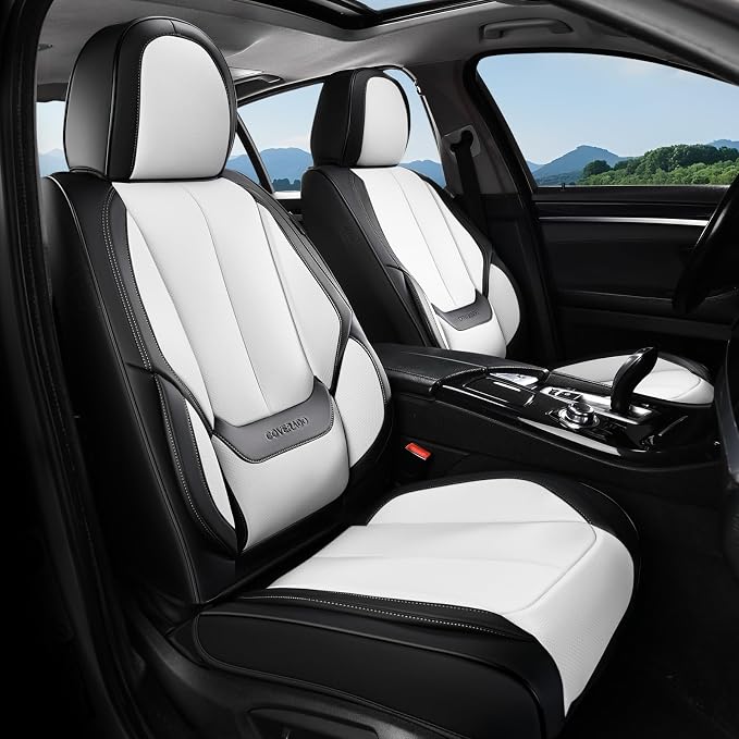 Coverado Car Seat Covers, Seat Covers for Cars, Waterproof Leather Auto Seat Protectors, Leather Car Seat Cushion, Car Interiors Accessories Universal Fit for Most Cars by COVERADOAUTO