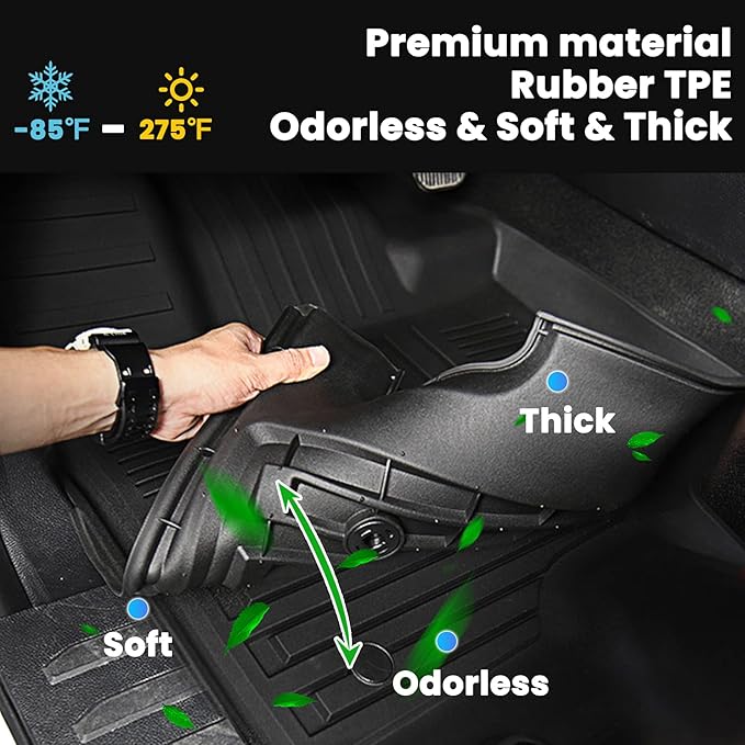 AUXKO Floor Mats Cargo+Backrest Mat for Kia Sorento Hybrid & PHEV 2021-2026 | High Wall,All-Weather,All Season,Odorless,Anti Slip,Rain&Salt Resistant,TPE Material,Black,Accessories,Pet Friendly - Image 3