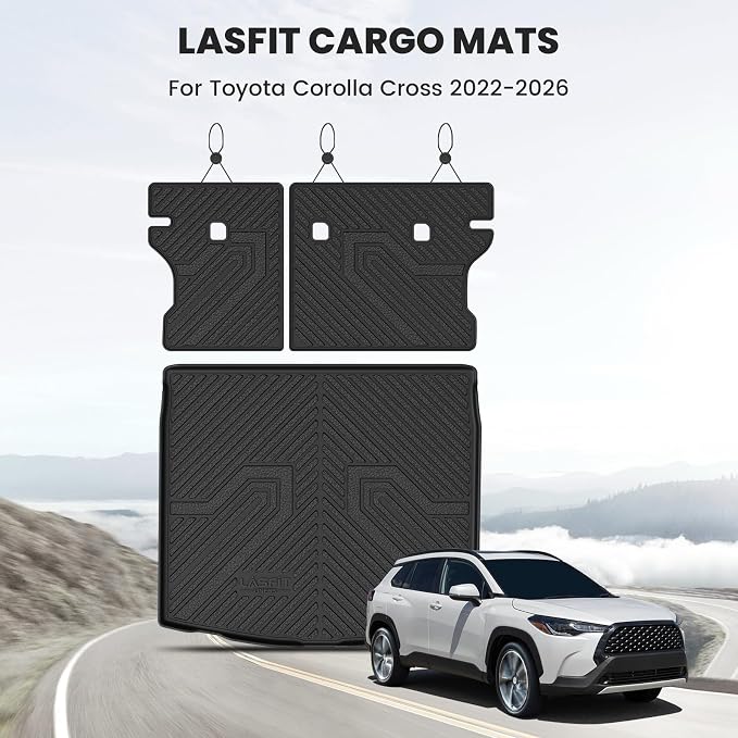LASFIT Cargo Mat with Backrest Mat for Toyota Corolla Cross 2022-2026 | Fit Gas & Hybrid Models, All Weather TPE Custom Fit Trunk Mat, Full Coverage Secure-Fit Cargo Liner, Easy to Wash - Image 2