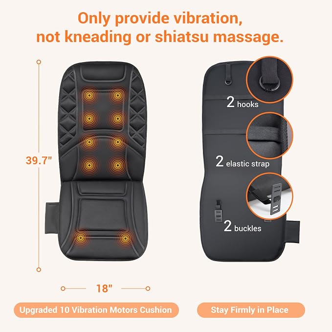 CARSHION 10 Vibrating Massage Nodes Back Massager Chair Pad for Pain Relief | Home Office Use - Image 5