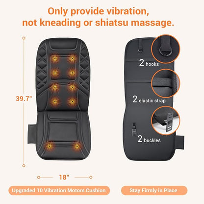 CARSHION 10 Vibrating Massage Nodes Back Massager Chair Pad for Pain Relief | Home Office Use - Image 5
